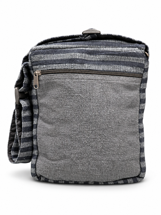 Grey Striped Crossbody Bag