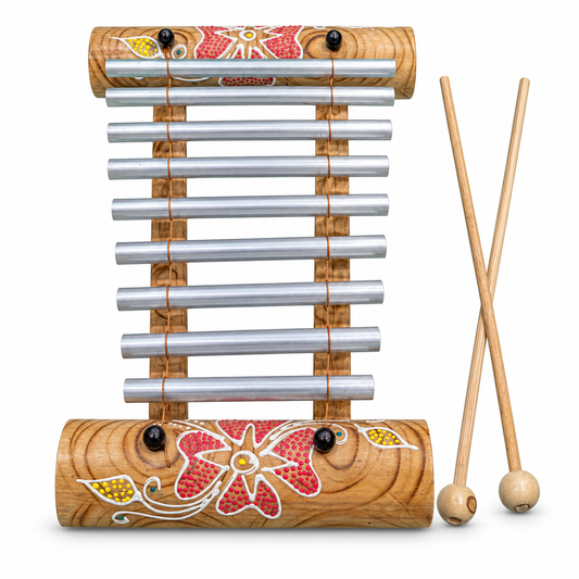 Hand-Painted Bamboo Xylophone - Upright - angle view