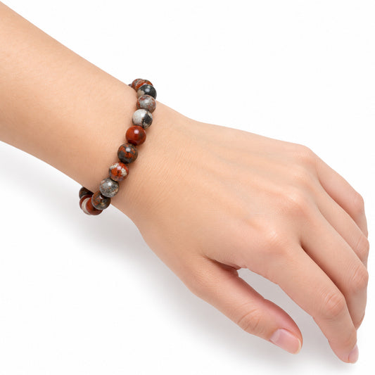 Brecciated Jasper Bead Bracelet — wrist angle