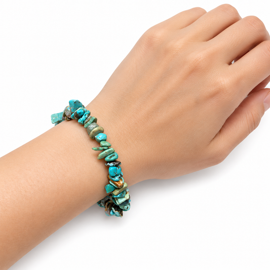Turquoise Chip Bracelet — wrist angle