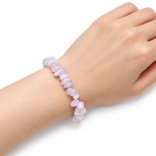 Kunzite Chip Bracelet — wrist angle