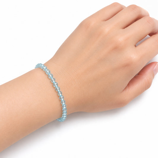 Blue Topaz Fine Bead Bracelet — wrist angle