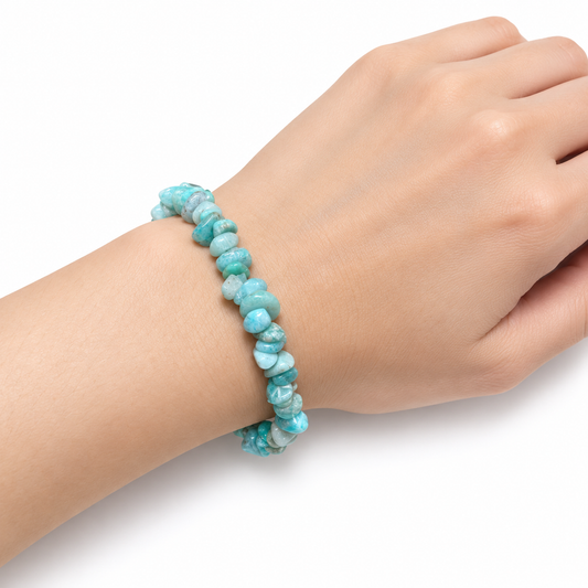 Amazonite Chip Bracelet - Pale — wrist angle