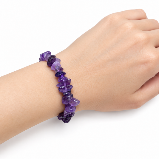 Amethyst Chip Bracelet — wrist angle