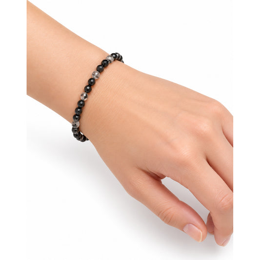 Tourmalinated Quartz Fine Bead Bracelet — wrist angle
