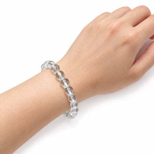 Crystal Quartz Large Bead Bracelet — wrist angle