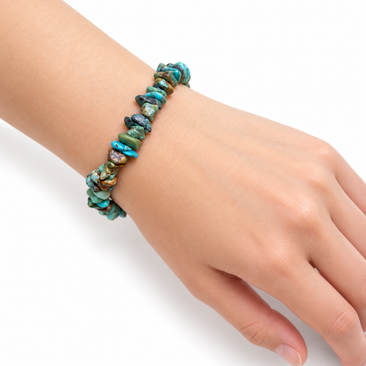 Turquoise Mixed Chip Bracelet — wrist angle