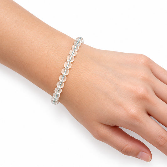 Crystal Quartz Fine Bead Bracelet — wrist angle