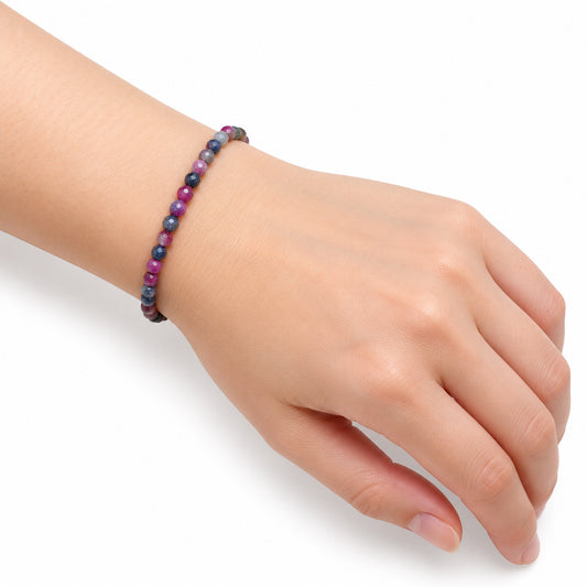 Ruby Sapphire Fine Bead Bracelet — wrist angle
