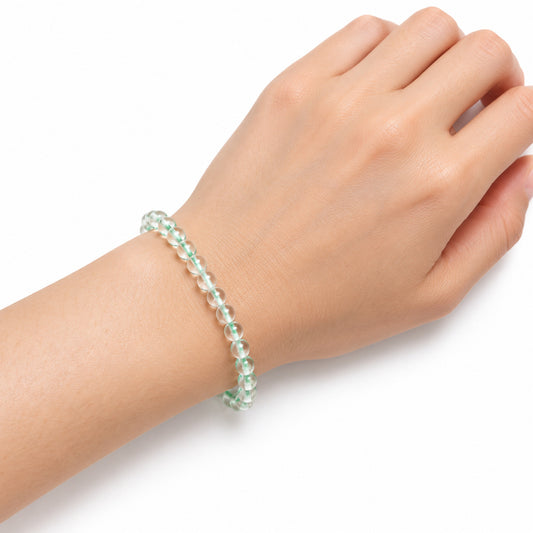Crystal Quartz Bead Bracelet — wrist angle