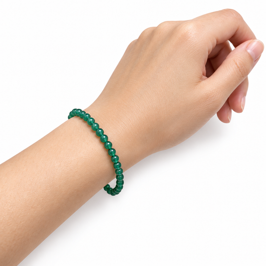 Green Onyx Fine Bead Bracelet — wrist angle
