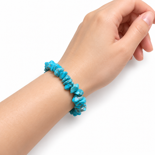 Blue Howlite Chip Bracelet — wrist angle