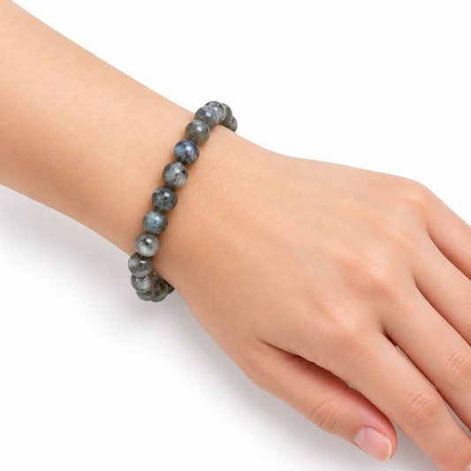 Labradorite Bead Bracelet — wrist angle