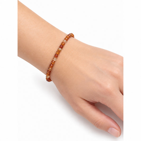 Carnelian Fine Bead Bracelet — wrist angle