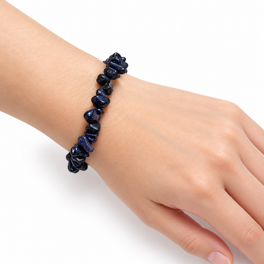 Blue Sandstone Chip Bracelet — wrist angle