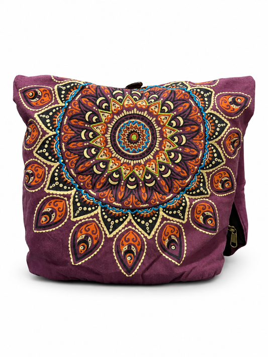 Burgundy Mandala Shoulder Bag — front view