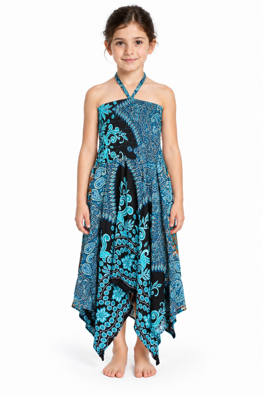 Turquoise Peacock Mandala – Rayon Convertible Dress-Cum-Skirt – dress hero