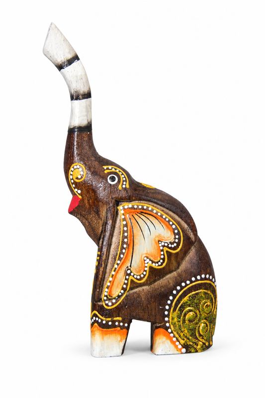 Painted Wooden Elephant Tall - 02-angle