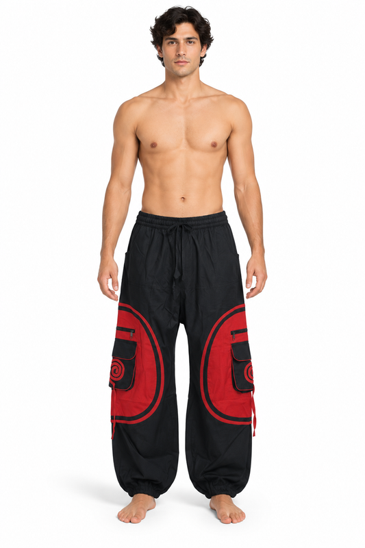 Black Red Circle Cargo Pants – view 2