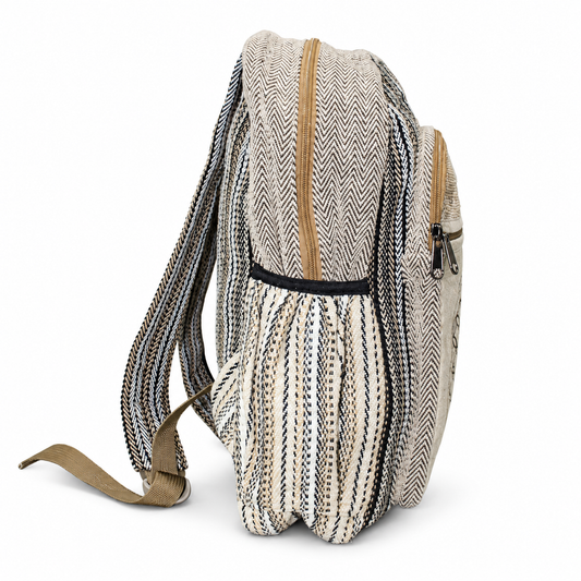 Beige Flower of Life Striped Backpack – view 2