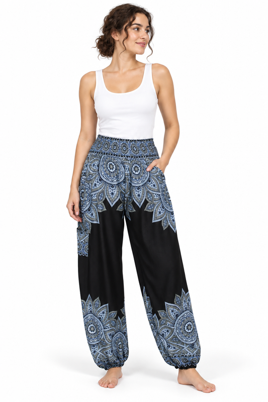 Black Grey Mandala Harem Pants – product view 2