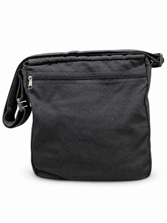 Black Purple Flower Shoulder Bag – back view