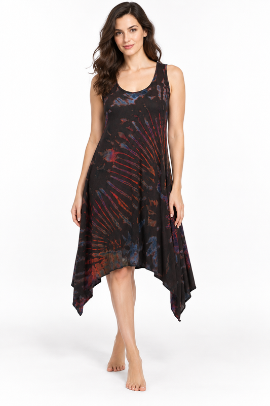 Long Dress - Black Red Abstract Pattern – catalogue view 2