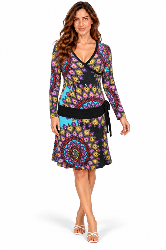 Long Sleeve Dress - Multicolour Mandala – catalogue view 1
