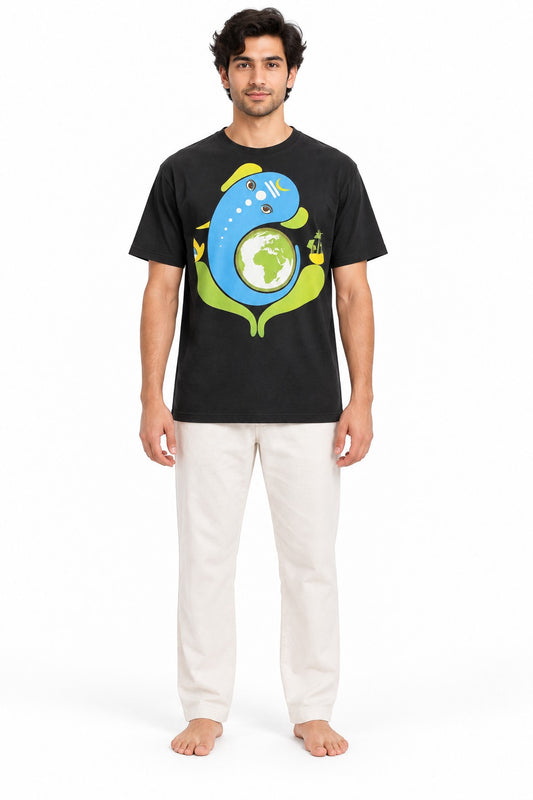 Ganesha on Earth - Black Print — model front view