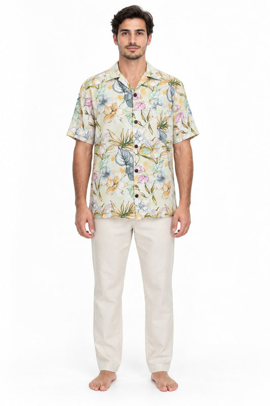Hawaiian Pastle Flowers — garment detail