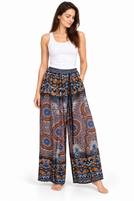 Orange Blue Paisley Palazzo – product view 2