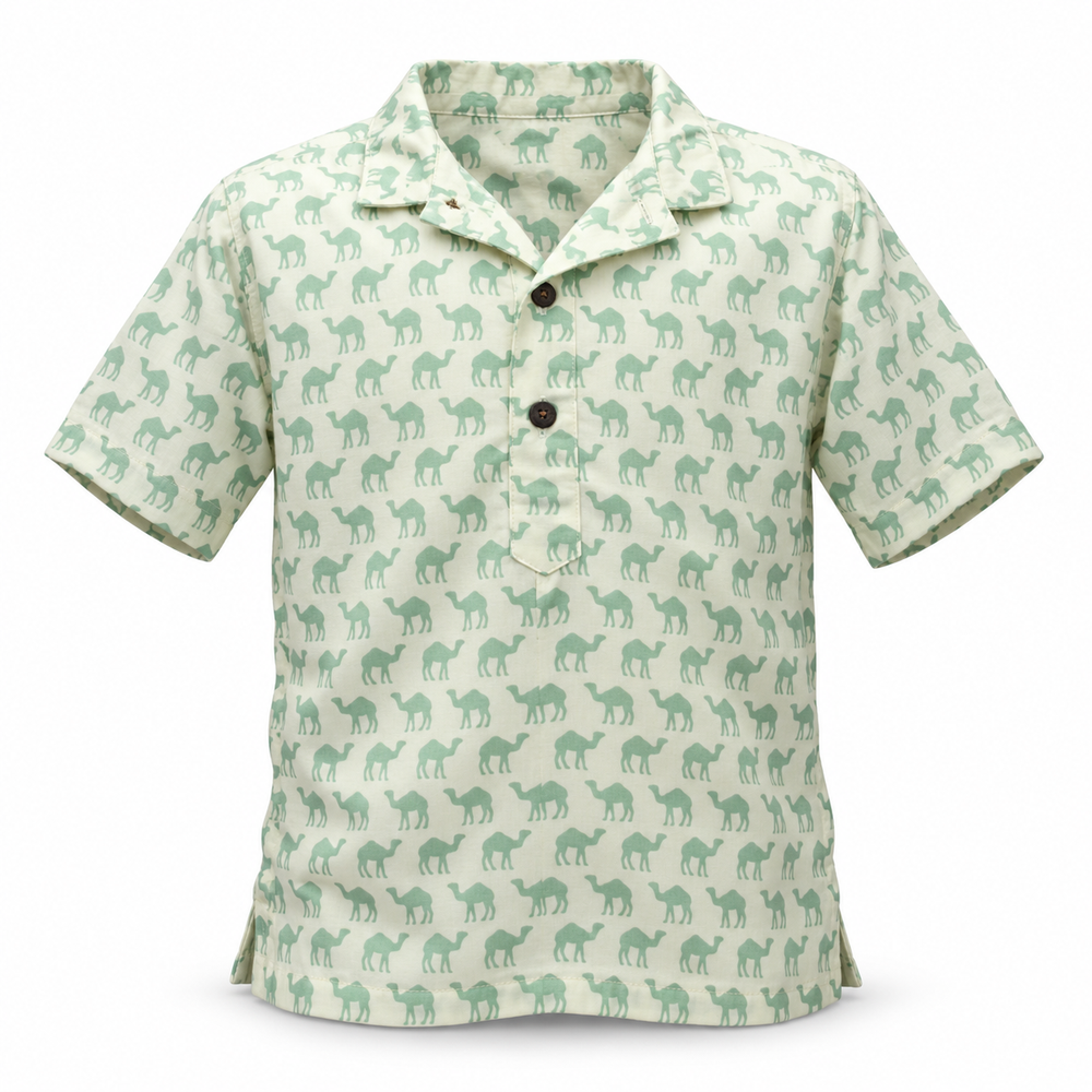 Mint Camel Print Shirt - ghost mannequin front view