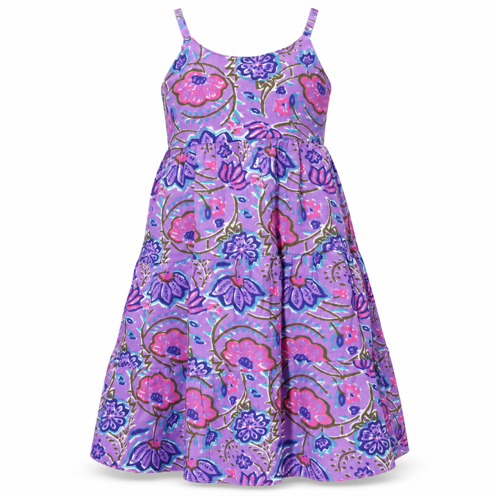 Purple Floral Sundress - ghost mannequin front view