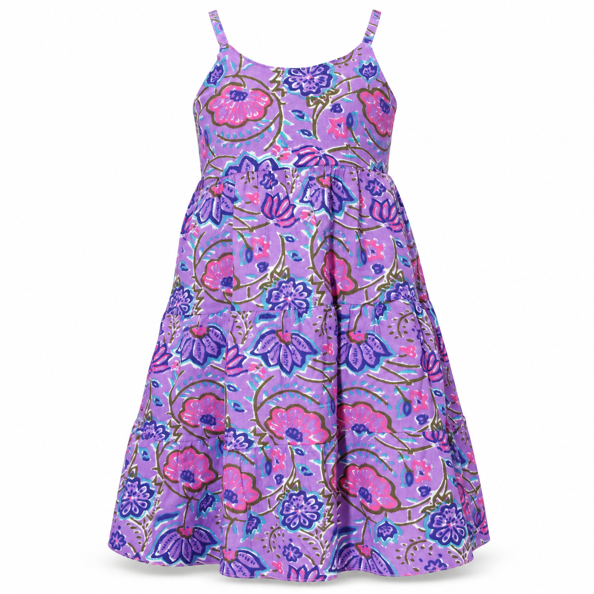 Purple Floral Sundress - ghost mannequin front view