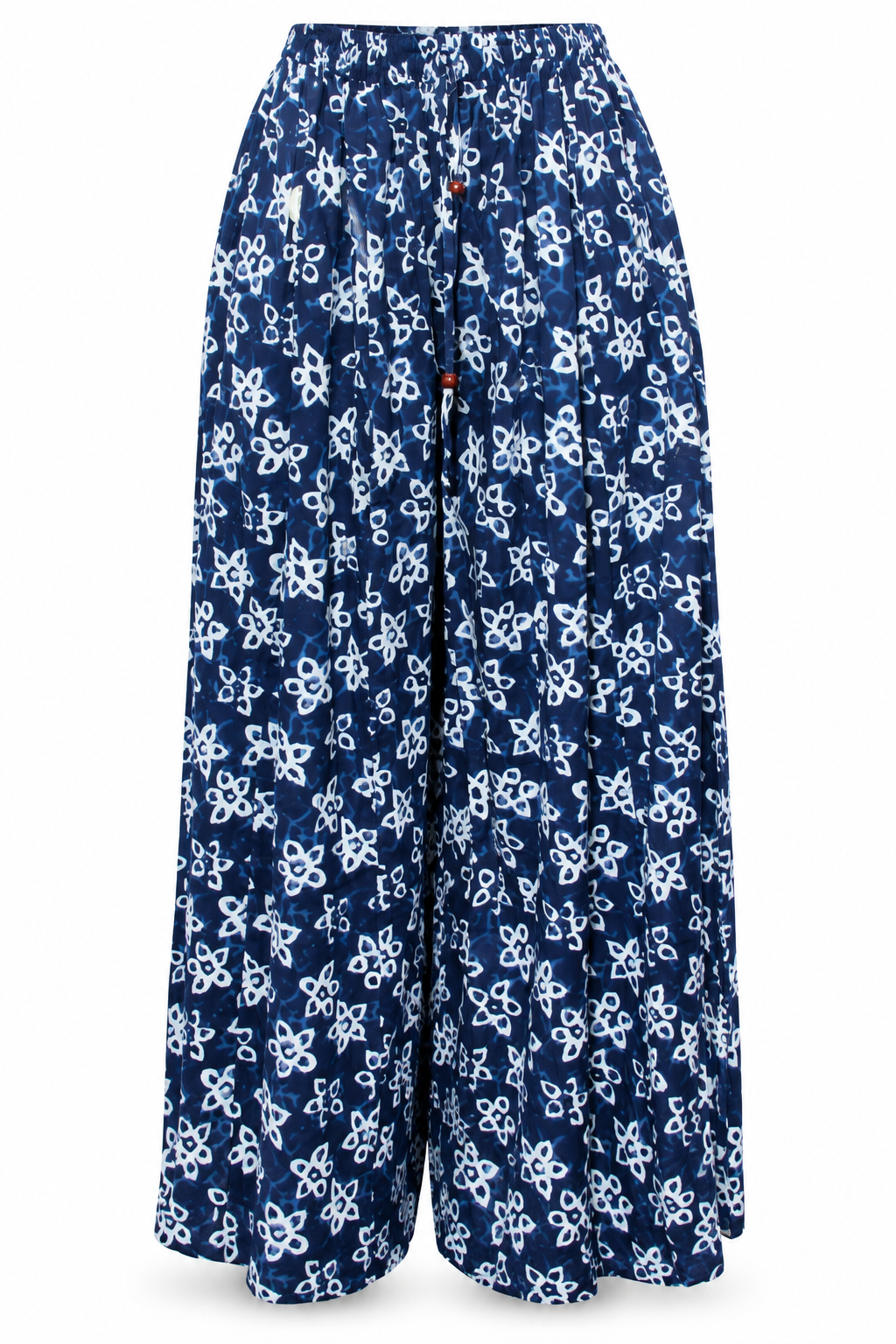 Navy White Floral Harem Pants ghost mannequin front view