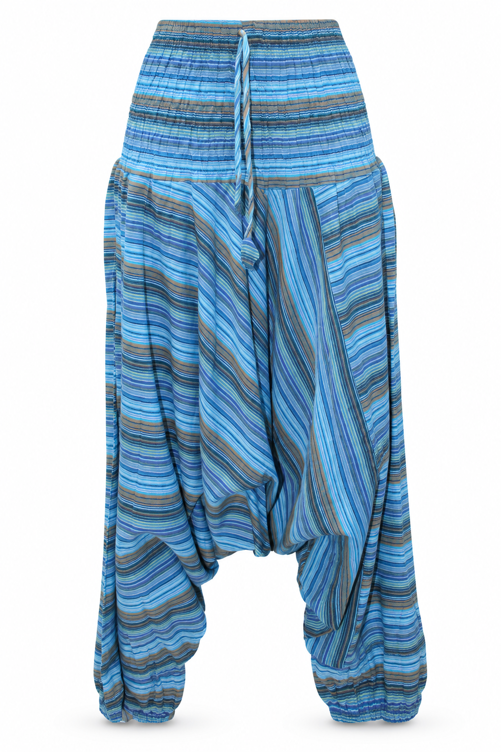 Blue Stripe Tapered Pants ghost mannequin front view