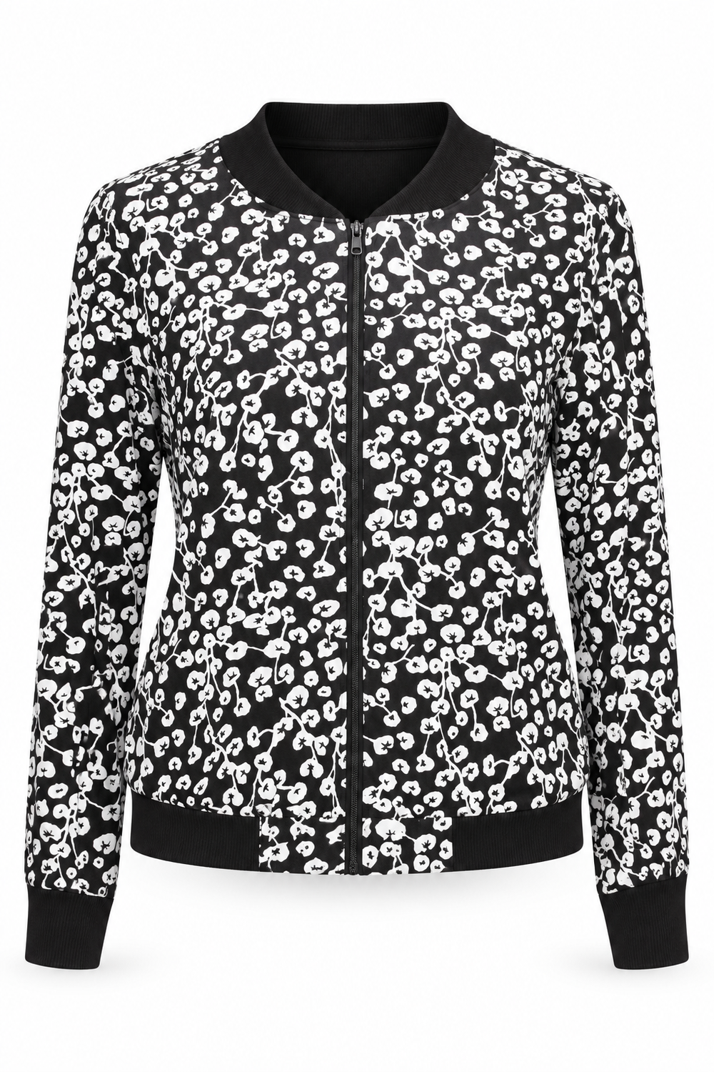 Jacket - Black White Floral Pattern - image 1