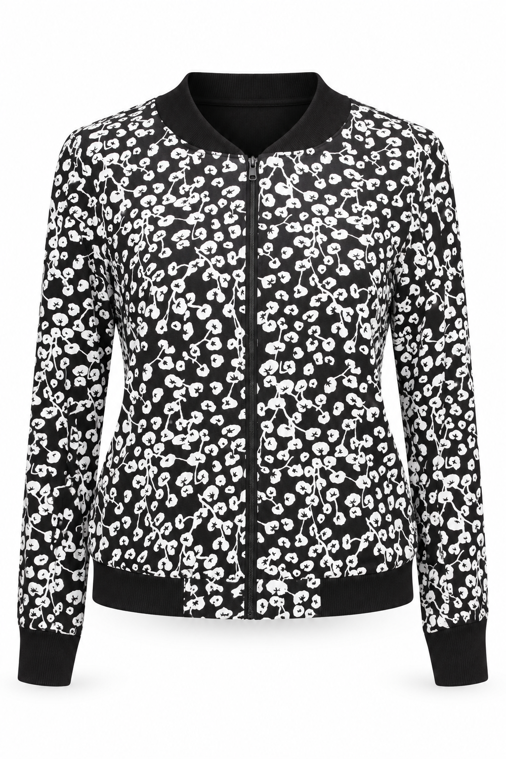 Jacket - Black White Floral Pattern - image 1