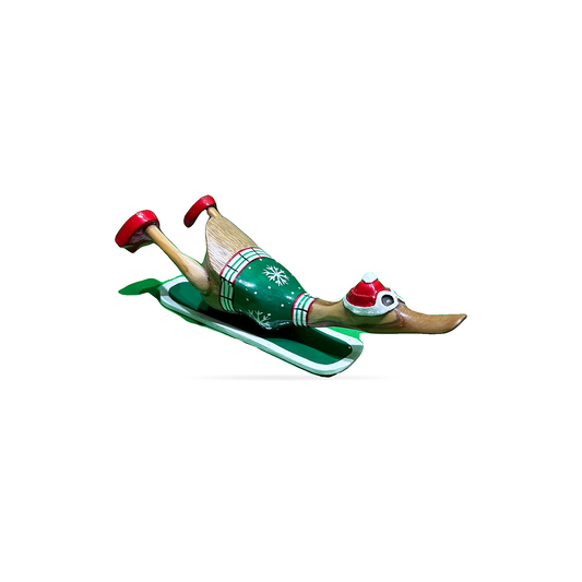 Hand-Painted Wooden Skiing Duck - 1