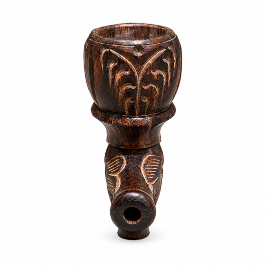 Carved Wooden Pipe - Black Face - corrected view 1