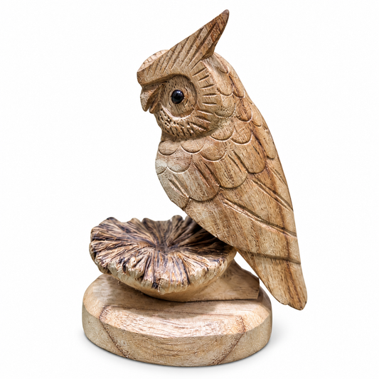 Carved Owl on Branch Base - corrected view 1
