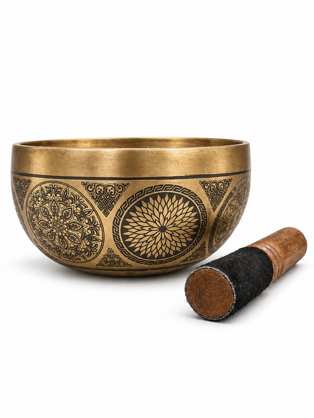 Handmade Nepalese Engraved Bronze Singing Bowl Set - view 1