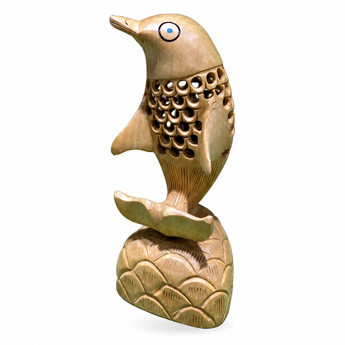 Carved Openwork Bird on Lotus Base