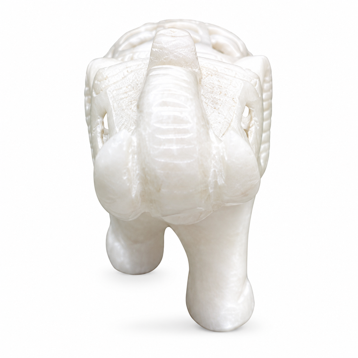 Small Indian Hand-Carved White Marble Elephant Within Elephant