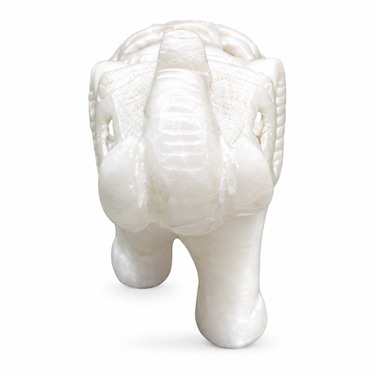 Small Indian Hand-Carved White Marble Elephant Within Elephant