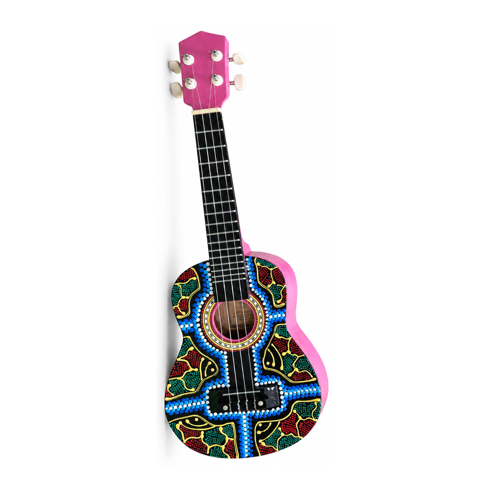 Hand-Painted Dot Art Ukulele - Green Multicolour