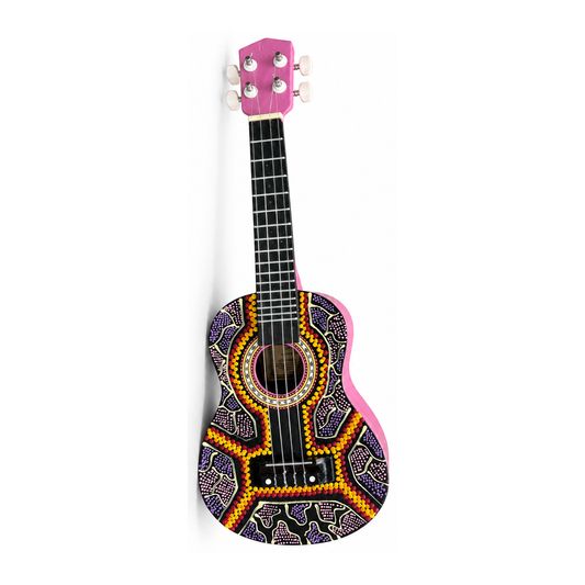 Hand-Painted Dot Art Ukulele - Purple, vertical first image