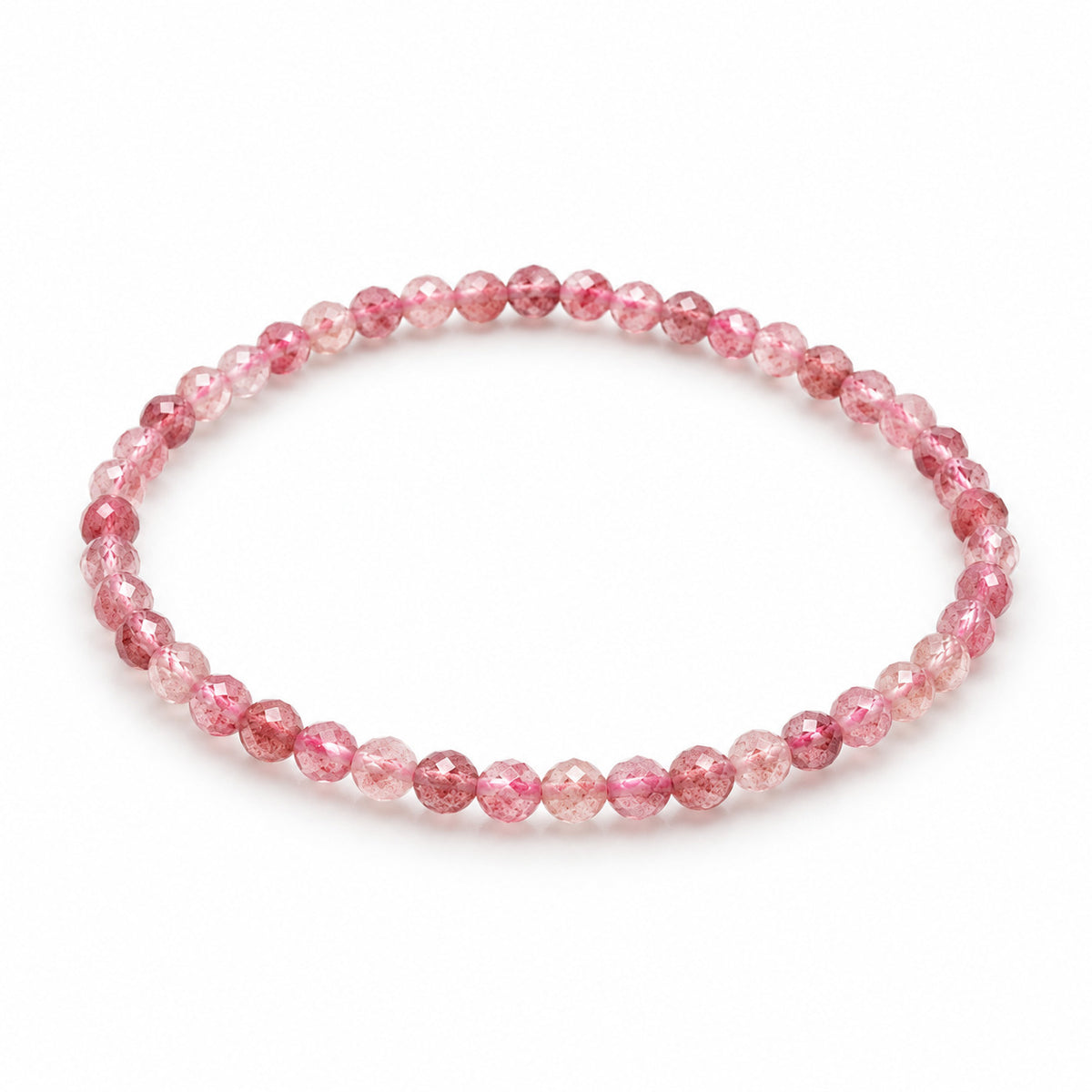 Strawberry Quartz Fine Bead Bracelet — tabletop hero