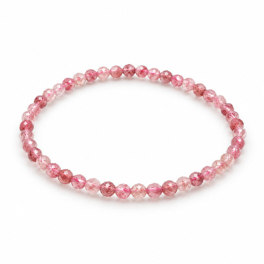 Strawberry Quartz Fine Bead Bracelet — tabletop hero