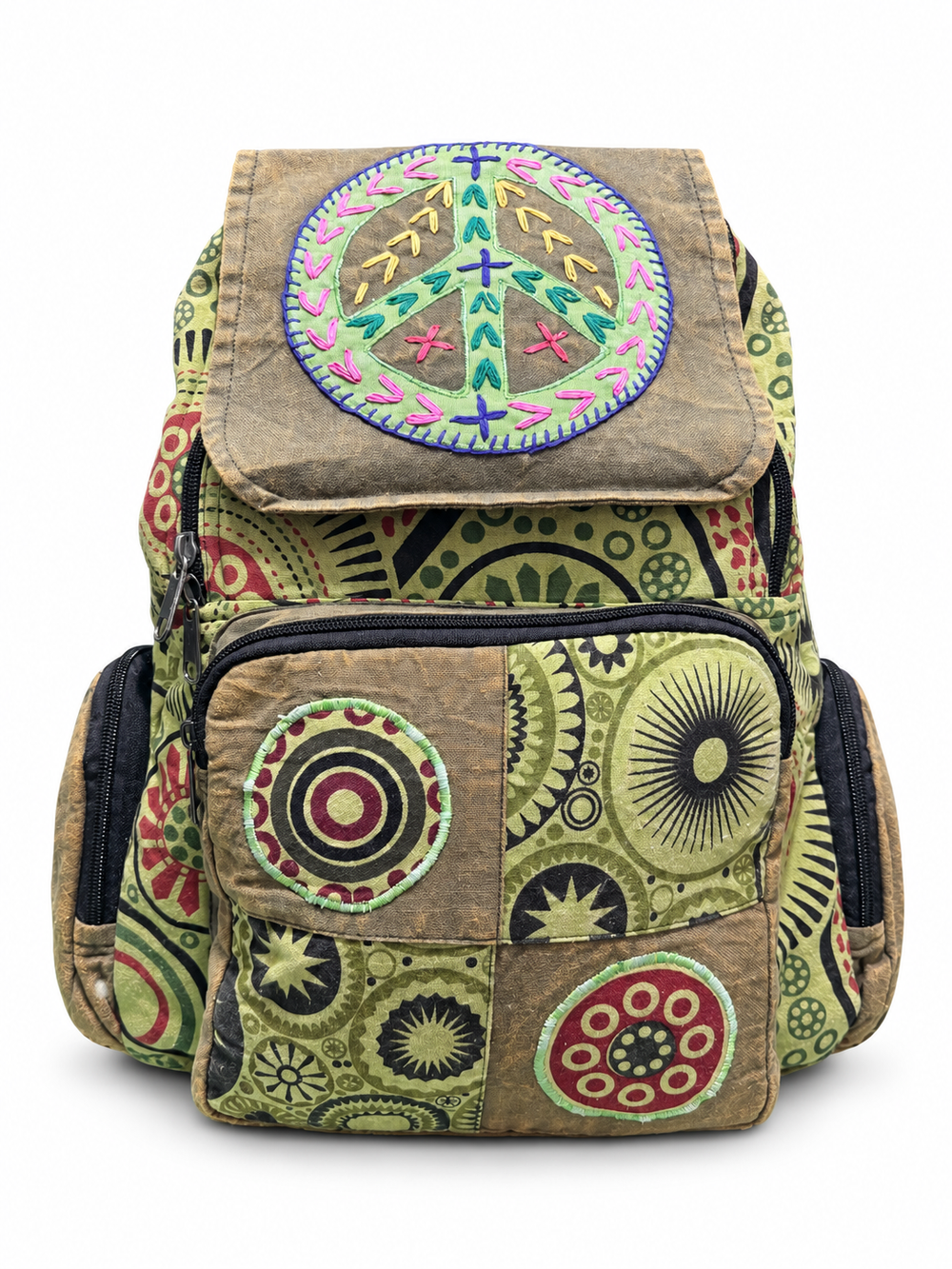 Canvas Peace Patchwork Backpack